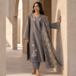 Premium Grey Embroidered 3 Piece