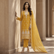 Elegant White Embroidered 4 Piece
